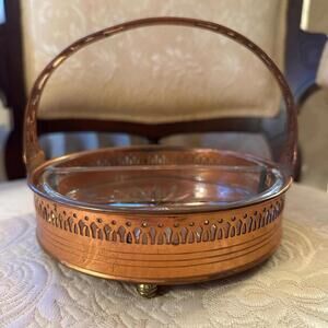 Elegant Vintage Copper Serving Dish with handle